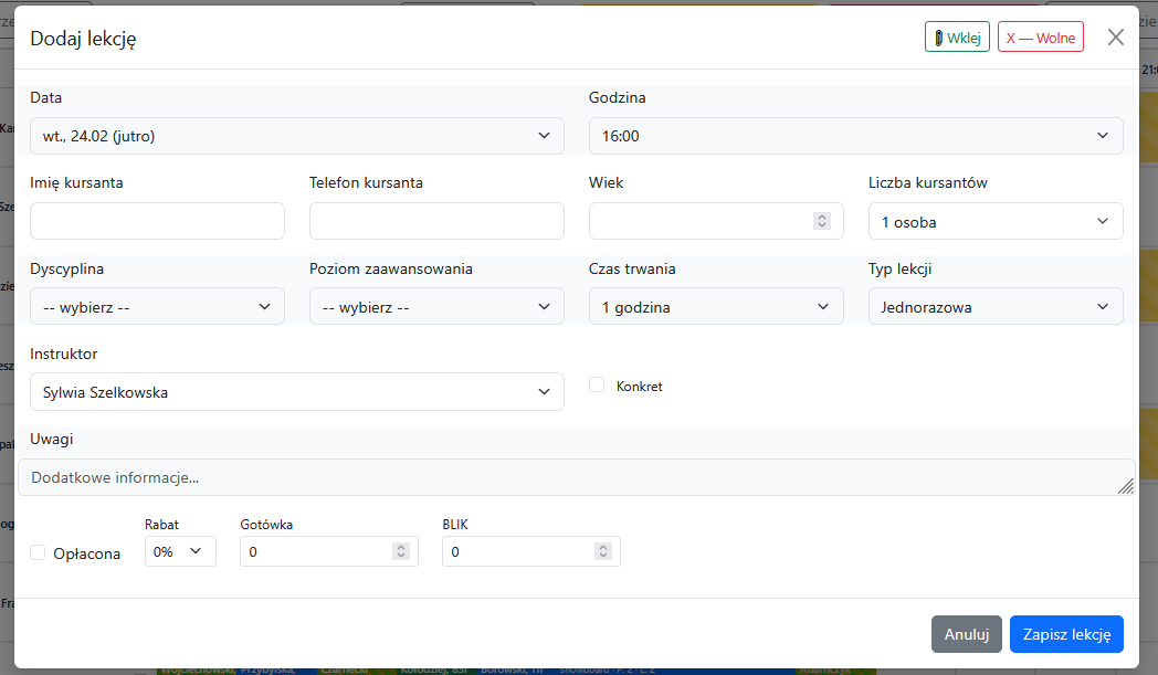 Dodawanie lekcji 2